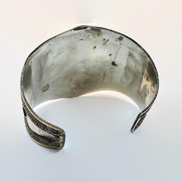 Lapis Bracelet, Afghan, Middle Eastern, Kuchi Jewelry, Wide, Silver, Brass - Picture 6 of 6